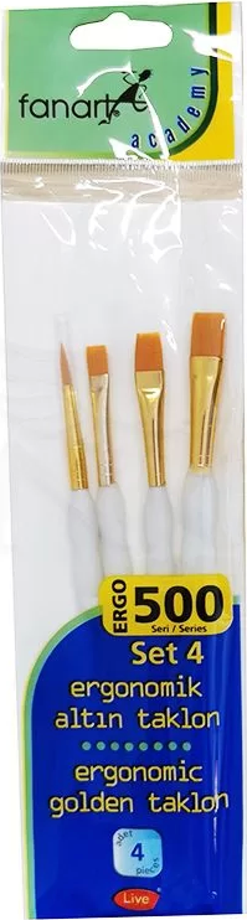 Ergonomik Altın Taklon Fırça Seti 500 Seri 4lü Set 4