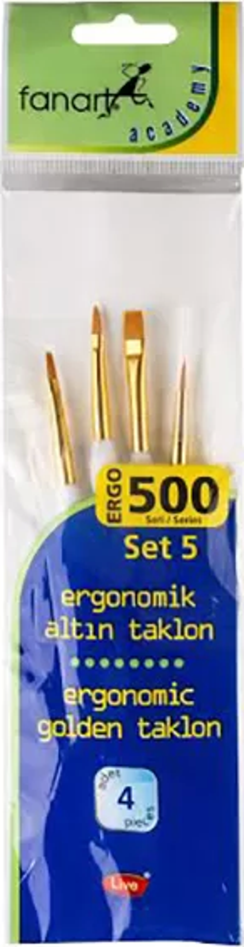 Ergonomik Altın Taklon Fırça Seti 500 Seri 4lü Set 5