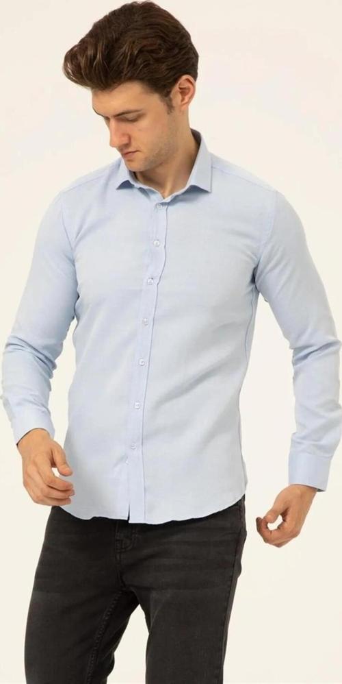Slim Fit Buz Mavisi Erkek Gömlek