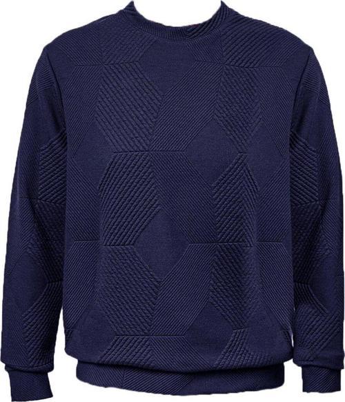 Bol Kesim O Yaka Kapitone Etnik Desenli Lacivert Sweatshirt