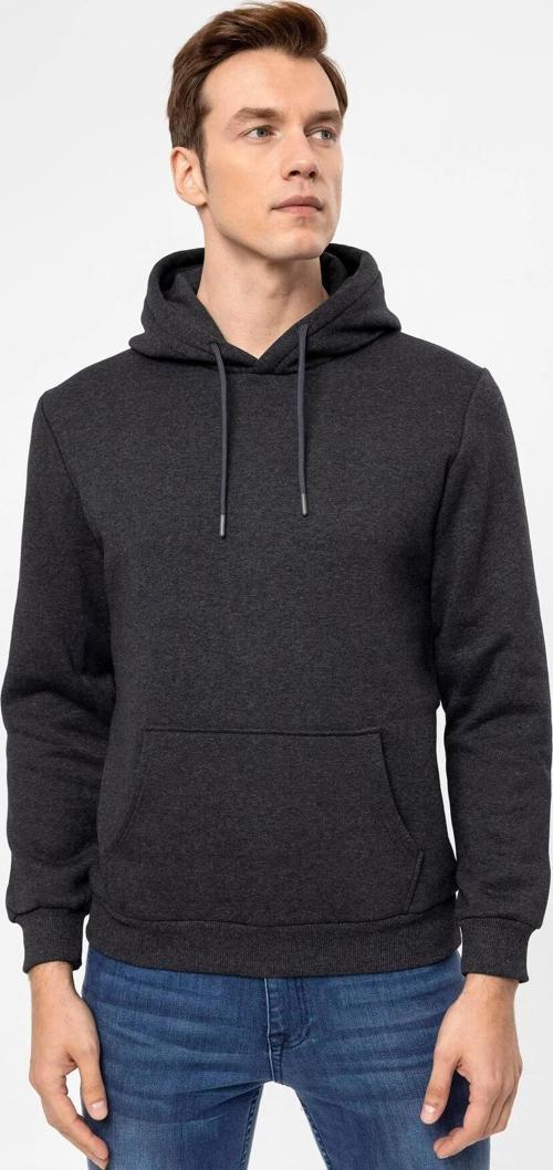 Kapüşonlu Yaka Regular Kalıp Düz Antrasit Sweatshirt