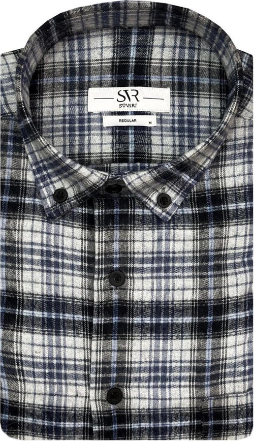 Bol Kesim Cepli Beyaz Ekose Flanel Kışlık Gömlek