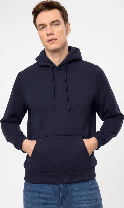 Kapüşonlu Yaka Regular Kalıp Düz Lacivert Sweatshirt
