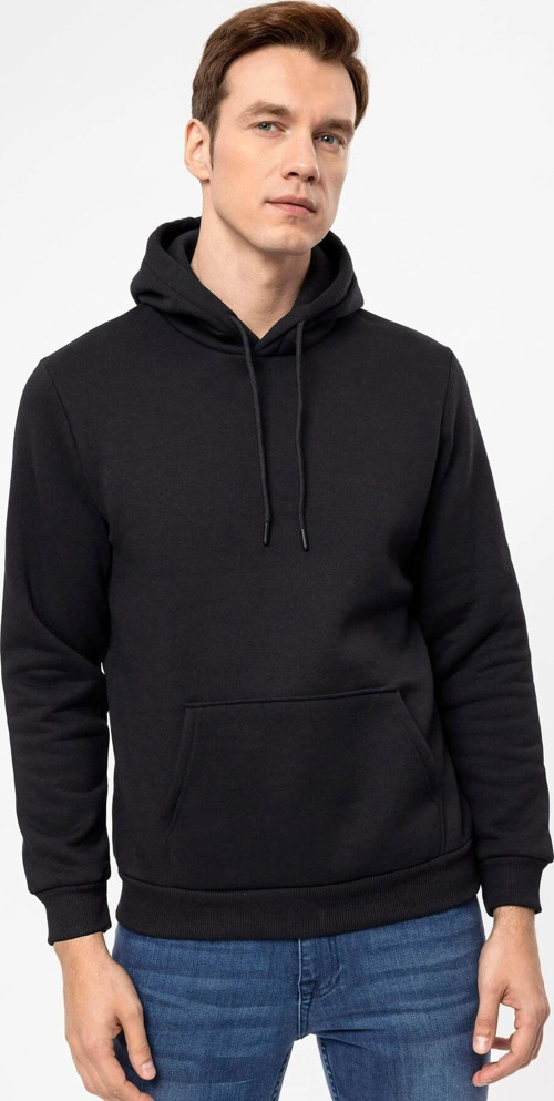 Kapüşonlu Yaka Regular Kalıp Düz Siyah Sweatshirt