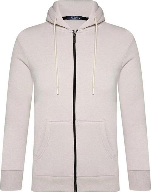 Kapüşonlu Fermuarlı Yaka Regular Kalıp Düz Beyaz Sweatshirt