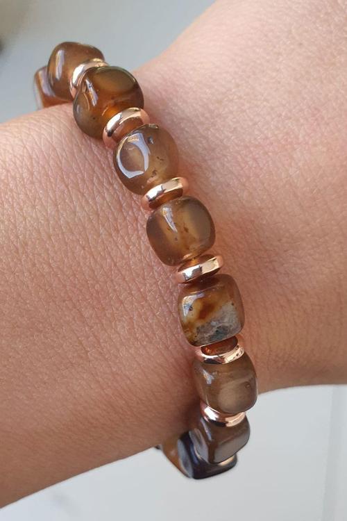 Akik Hematit Taşlı Tasarım El İşi Doğal Taş BIileklik