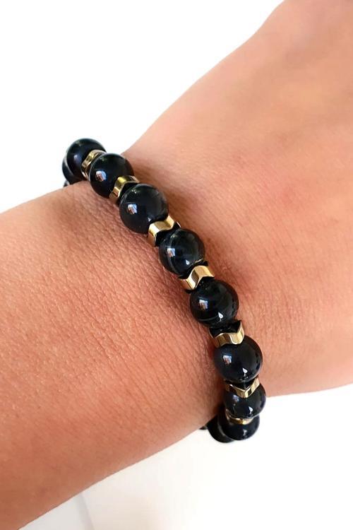 Oniks Hematit Taşlı El İşi doğal taş bileklik 