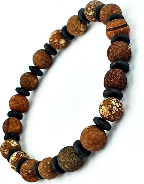 Tibet Akik Ve Hematit Taşlı Tasarım Doğal Taş Bileklik