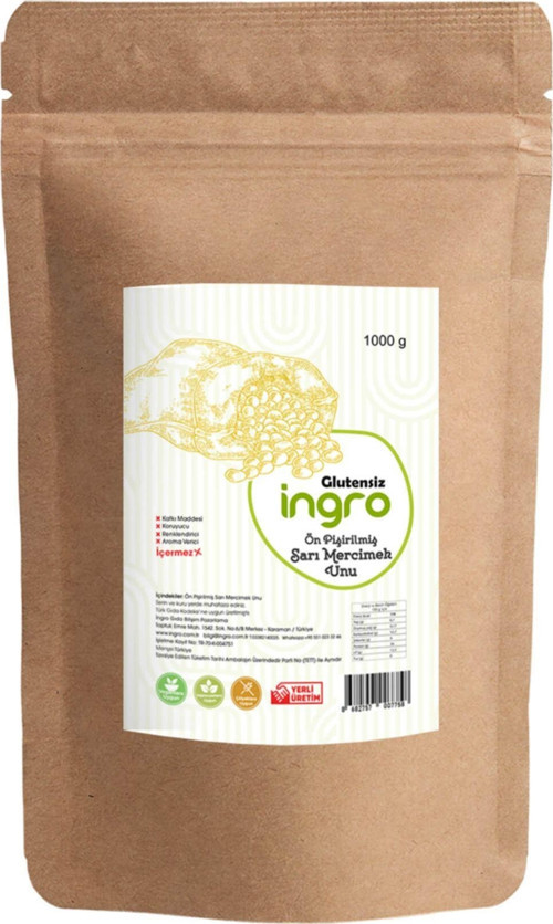 İn gro Glutensiz Ön Pişirilmiş Sarı Mercimek Unu 1000 G