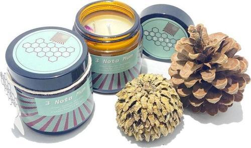 3 Nota Hediyelik Mum Doğal Soya Mum Soy Wax Candle Amber 90 gr.