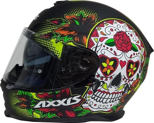 Eagle Sv Mexican Skull A11 Matt Black Yel Full Face Motosiklet Kaskı