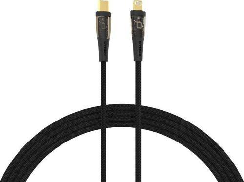 C139TL 30W PD 1.22mt Ledli Örgülü Type-C - Lightning Şarj & Data Kablosu - Siyah