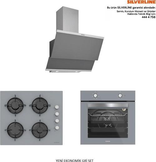 Gri Cam Ankastre Set 5 Yıl Garanti (3420 Classy 60 Gri+Cs5349S01+Bo6501S01)