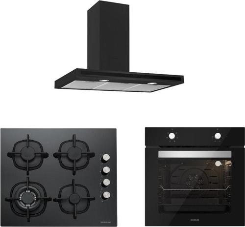 Siyah 3'Lü Cam Ankastre Set (3173.6 Quadro 60+Cs5429B01+Bo65E1B01)