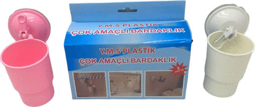 Vantuzlu Plastik 2 Parça Çok Amaçlı Bardaklık