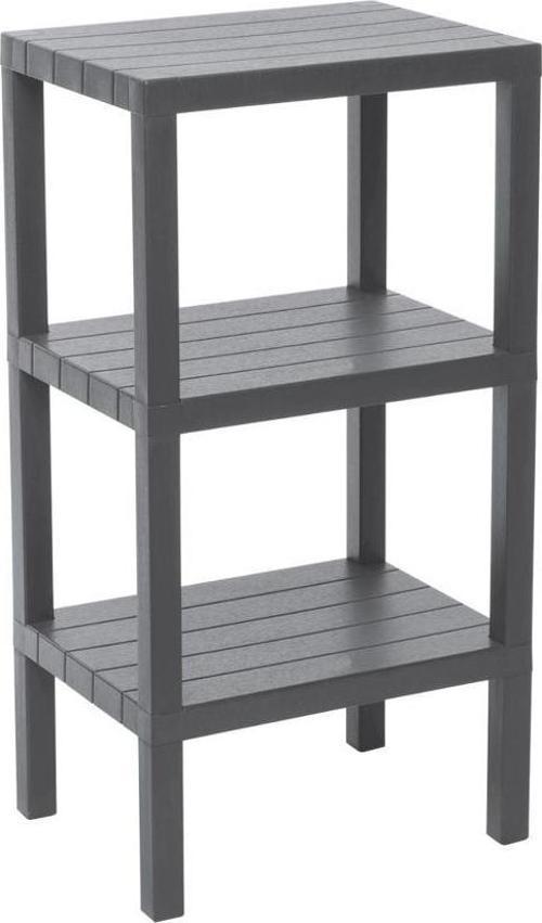 3 Raflı Gri Modüler Ünite Plastik 38X29X74 Cm