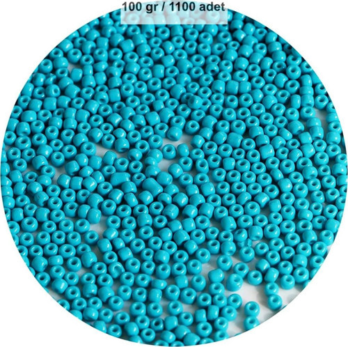 Turquaz Mavi Renk 4 Mm Yaklaşık 1100 Adet / 100 Gram Cam Boncuk Oya Yazma Bileklik Ve Kolye