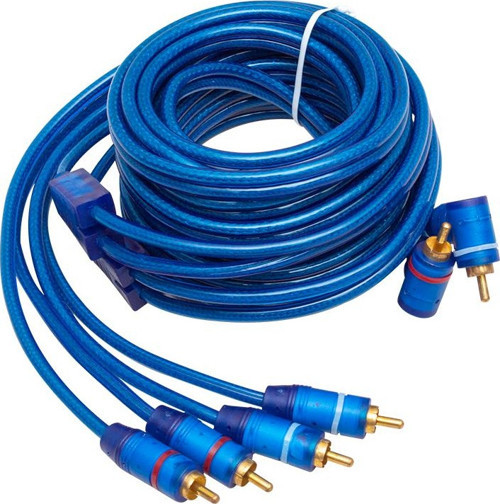2 Rca Erkek + 4 Rca Erkek Şaseli 5 Metre Mavi Kablo