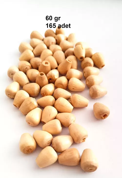 60 Gr (165 Adet) Ahşap Boncuk 12 Mm Boy X 10 Mm En Doğal Ahşap Makrome El İşi Çanta
