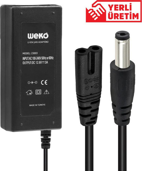 12.6 Volt - 3 Amper 5.5*2.5 Uçlu Yerli Üretim Lı-Ion Batarya Şarj Adaptörü (Out:12V3A)