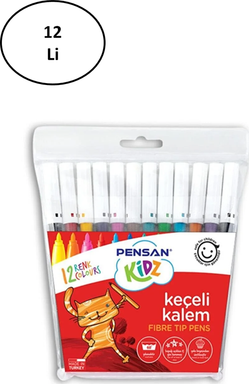 Kidz Keçeli Boya Kalemi 12 Renk 12'Li