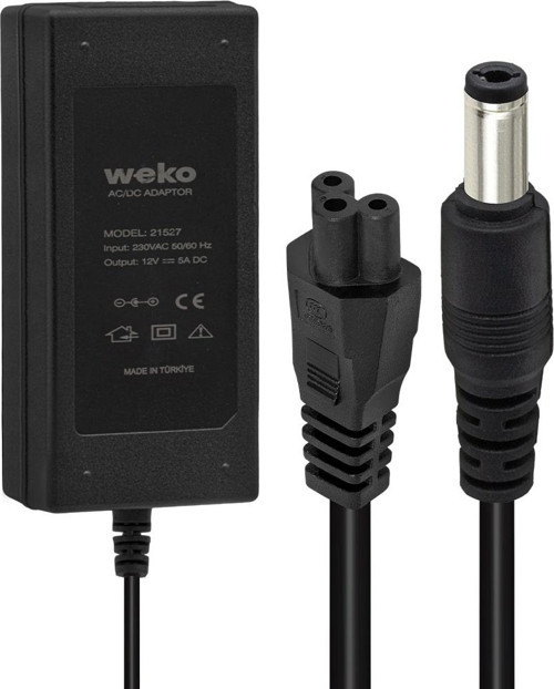 12 Volt - 5 Amper 5.5*2.5 Uçlu Yerli Üretim Plastik Kasa Masaüstü Adaptör