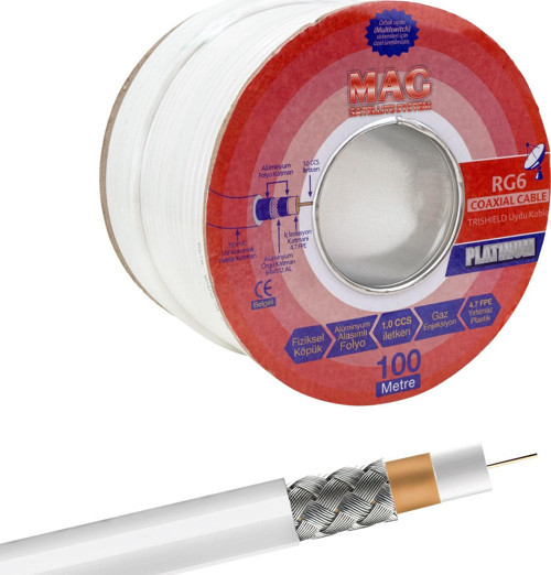 Mag Platınum Rg6/U4 Trıshıeld 64 Tel Anten Kablosu (100 Metre)
