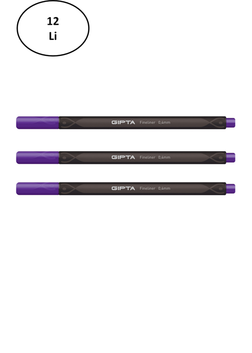 Fineliner Kalem 0,4 Mm Karton Kutu Üçgen Mor 12'Li