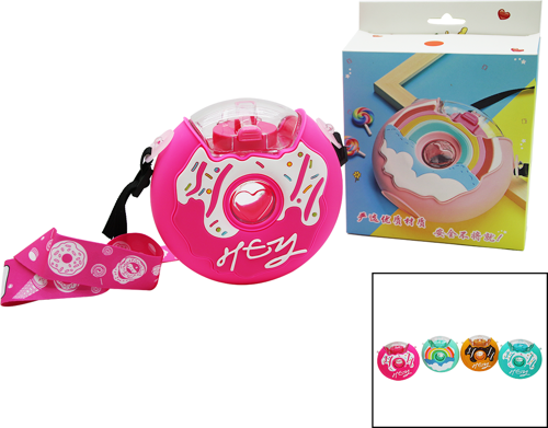 Donut Modeli Renkli Mika Kristal Suluk Matara Pipetli - Askılı 380Ml