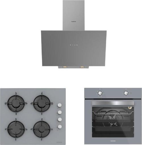 3'Lü Gri Cam Ankastre Set (3481 Flam 60 Gri+Cs5349S01+Bo6501S01)