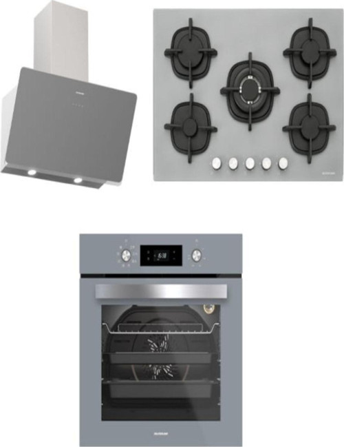 Gri Ankastre Set ( Bo6504S01 Fırın - Cs5364S01 Ocak - 3457 Soho 80 Cm Davlumbaz)