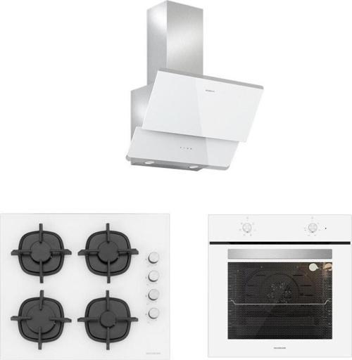 3'Lü Beyaz Cam Ankastre Set (3490 Oslo 60 Beyaz+Cs5343W01+Bo6501W01)