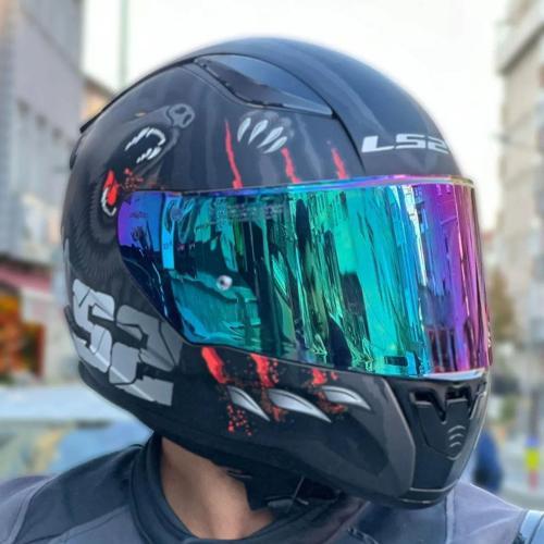 Rapid 2 Clawn Full Face Motosiklet Kaskı Gökkuşağı Vizörlü