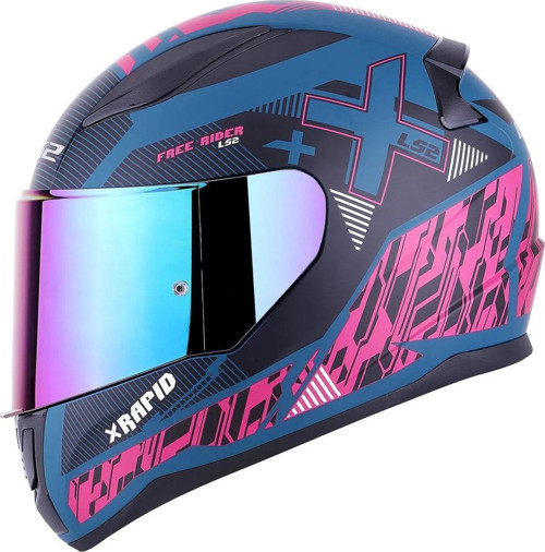 Rapid Xtreet Full Face Motosiklet Kaskı - Koyu Mavi Vizörlü