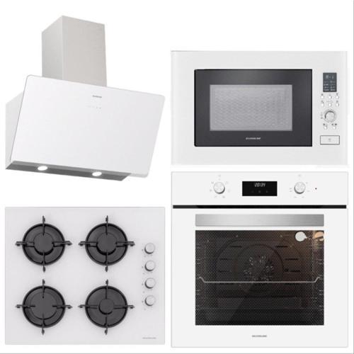 Beyaz Cam Ankastre Set 4 Parça