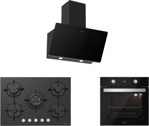 Siyah Cam Ankastre Set 5 Yıl Garanti (3457 Soho 60+Cs5365B01+Bo6504B01)
