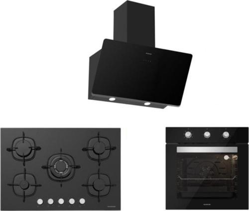 Siyah Cam Ankastre Set 5 Yıl Garanti (3457 Soho 60+Cs5365B01+Bo6503B01)