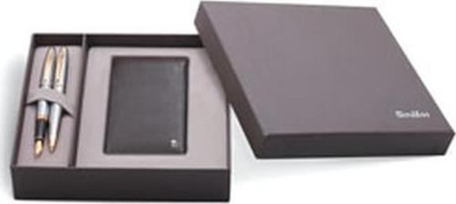 Dr 211 88 Altın Krom Dolma Kalem & Tükenmez Kalem ve Kahve Comfort Cüzdan Takımı