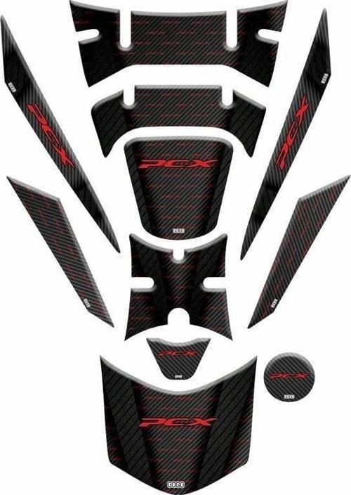 Tank Pad Seti Honda Pcx 2018-2020 Model Siyah Kırmızı Yazılı 11 Parça 003