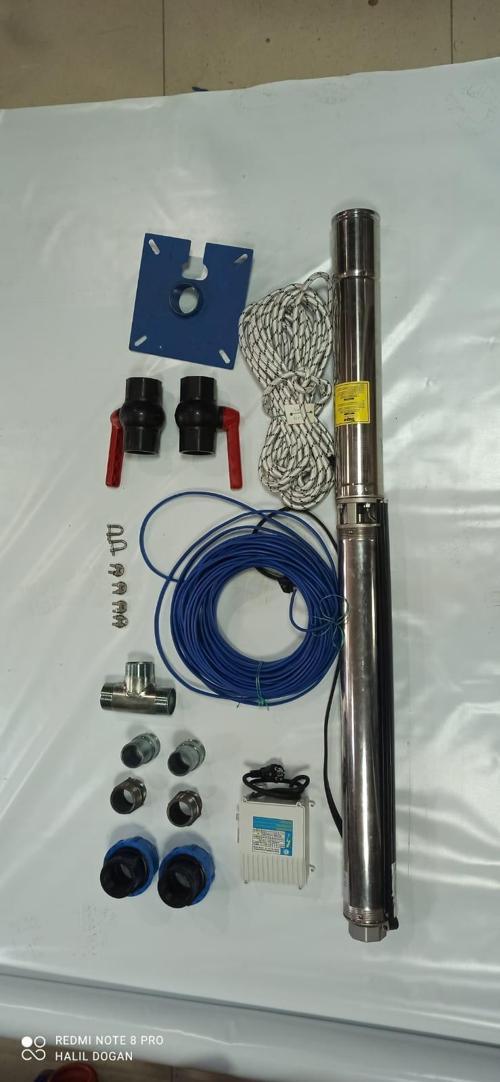 Impo Sk 402/14 1HP Technoplast Başlıklı  45 MT Yassı Kablolu ve Panolu 90 mt Halatlı Monofaze Takım Dalgıç Pompa