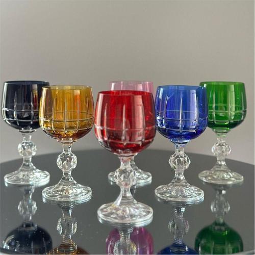 Bohemia Crystal 150 Ml 6’Lı Renkli Kesme Kahve Yanı Su Bardağı
