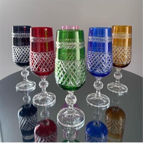 Bohemia Crystal 180 Ml 6’Lı Renkli Kesme Kahve Yanı Su Bardağı