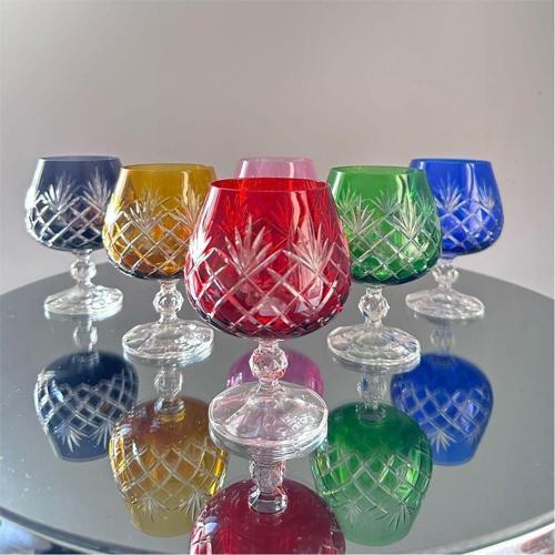 Bohemia Crystal 250 Ml 6’Lı Renkli Kesme Kahve Yanı Su Bardağı