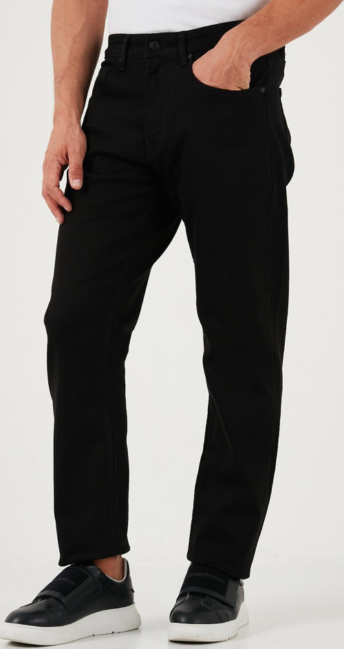 Pamuklu Yüksek Bel Comfort Fit Boru Paça Jeans Erkek Kot Pantolon 4400S30TEXAS SİYAH