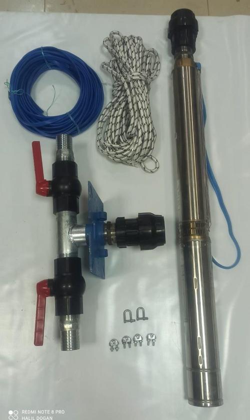 4SD4/10 1 HP ALARKO TRİFAZE 50 MT YASSI KABLOLU  100 MT HALATLI TAKIM DALGIÇ POMPA