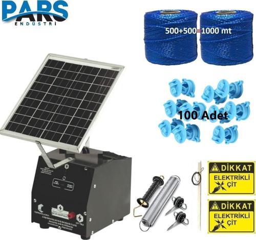 Pars P2518/1000A Güneş Enerjili Ve Akülü Elektrikli Hazır Çit Sistemi Demir İzolatörlü