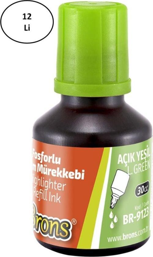 Brons Fosforlu Kalem Mürekkebi 30 cc Açık Yeşil 12'li