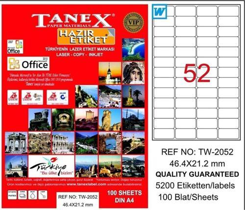 Tw-2052 46,4x21,2 Mm Lazer Etiket 100'lü