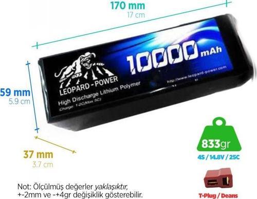 10000 mAh 14.8V 4S 25C UAV & Multirotor Lityum Polimer Lipo Batarya Pil