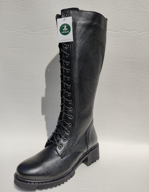 1950855K HAKİKİ DERİ DİZ BOYU UZUN  POSTAL ÇİZME